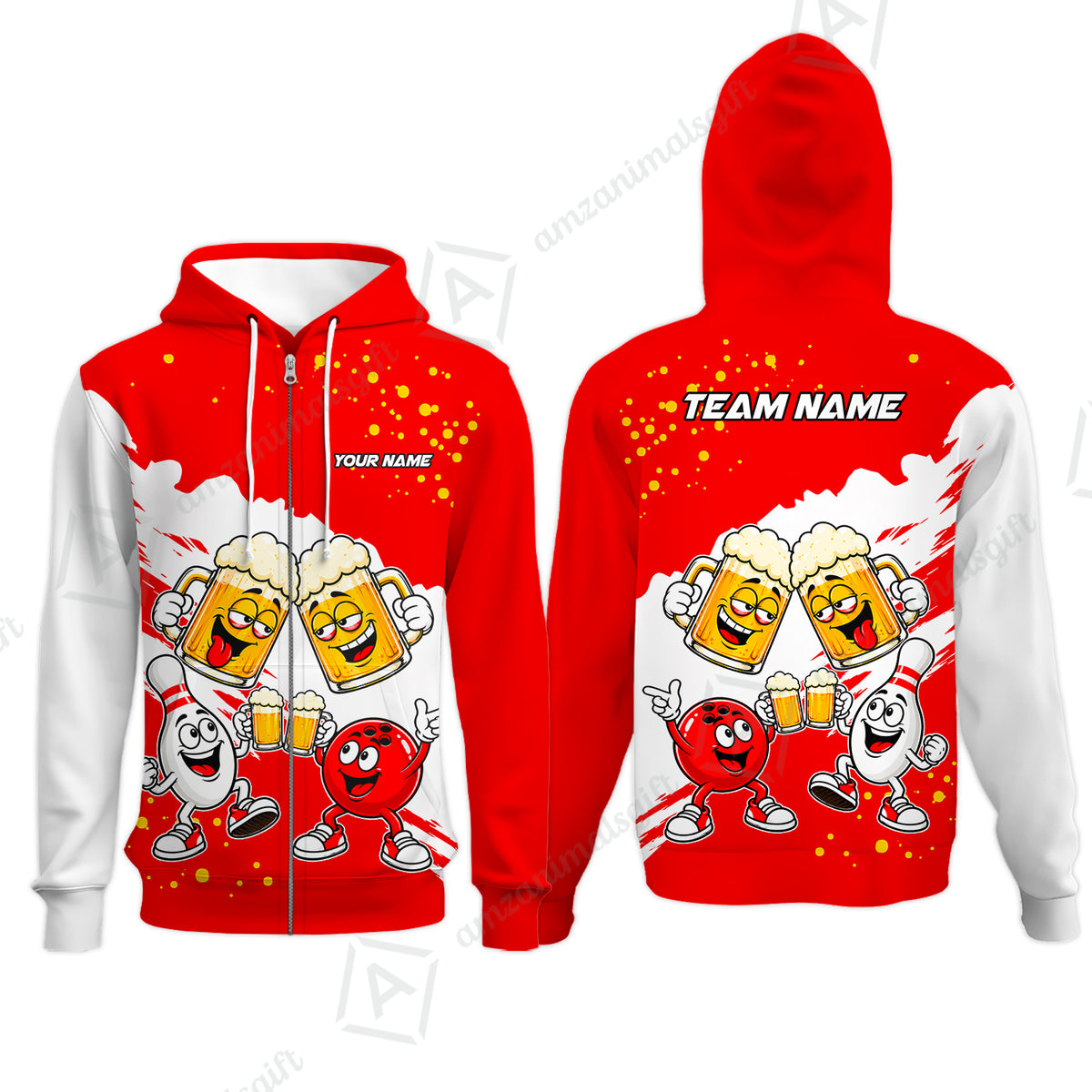 Zip Hoodie||Red