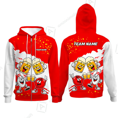 Zip Hoodie||Red