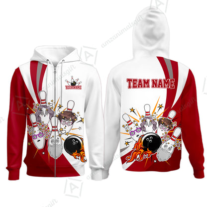 Zip Hoodie||Red