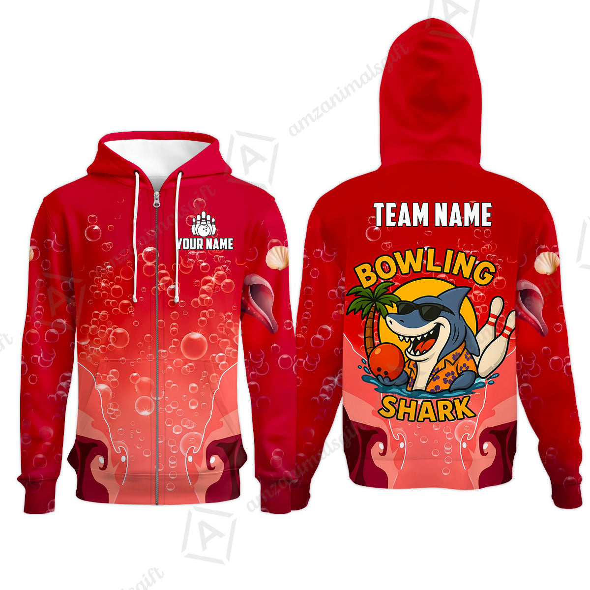Zip Hoodie||Red