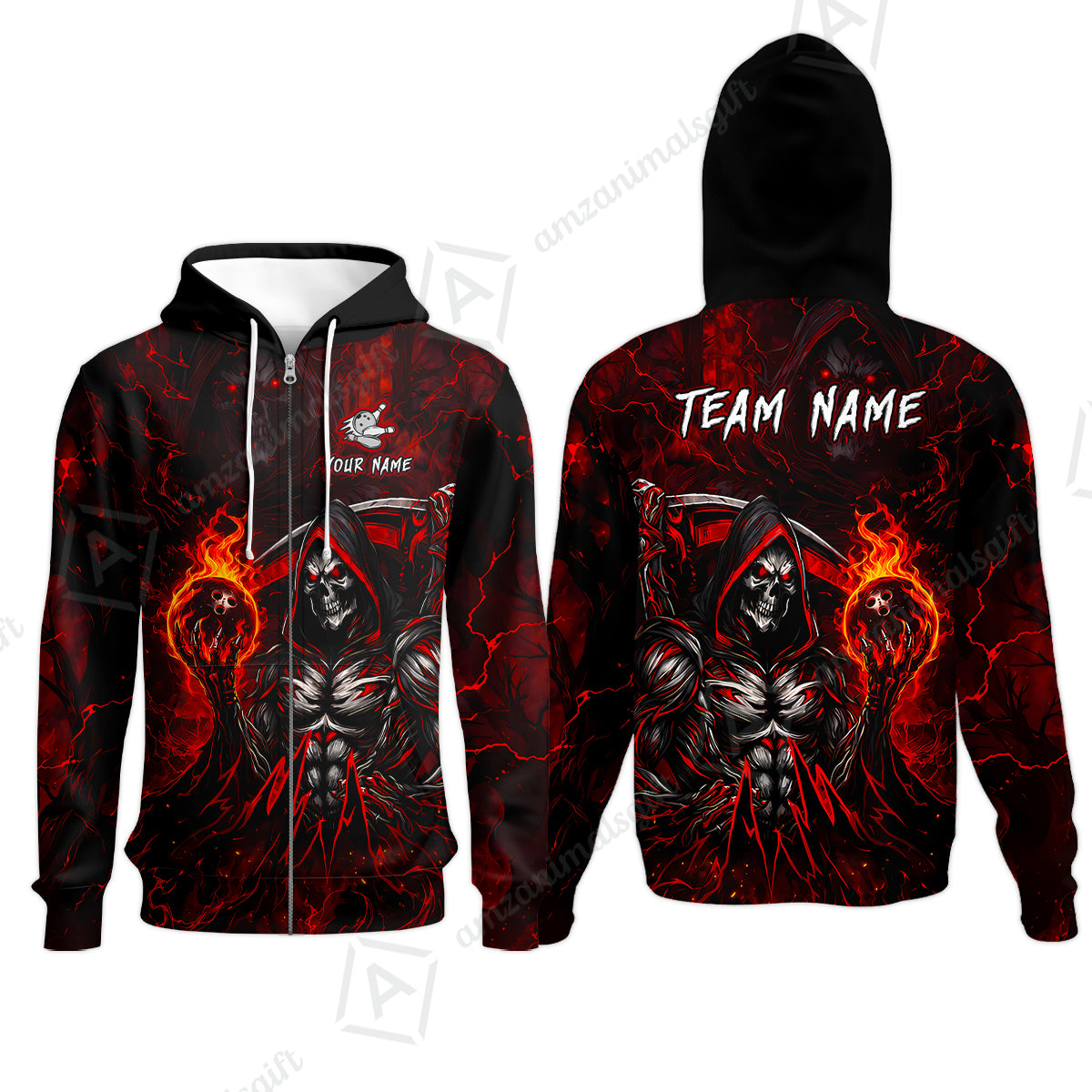 Zip Hoodie||Red
