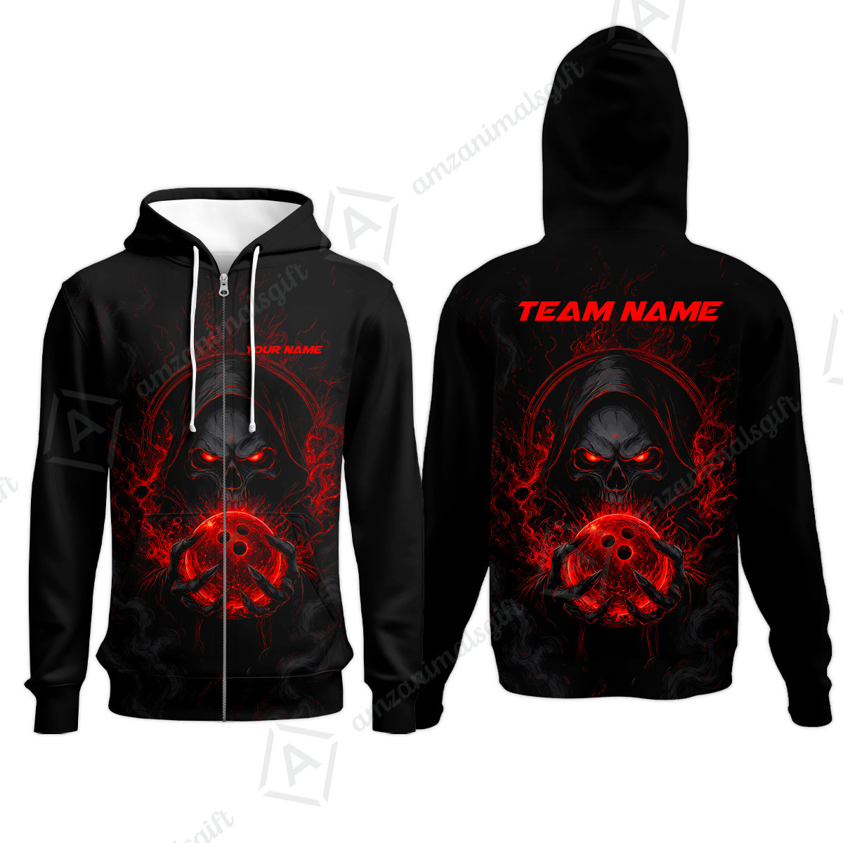 Zip Hoodie||Red
