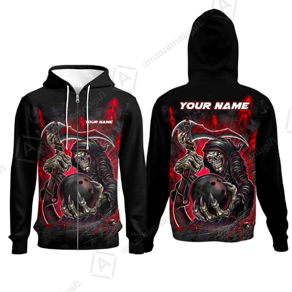 Zip Hoodie||Red