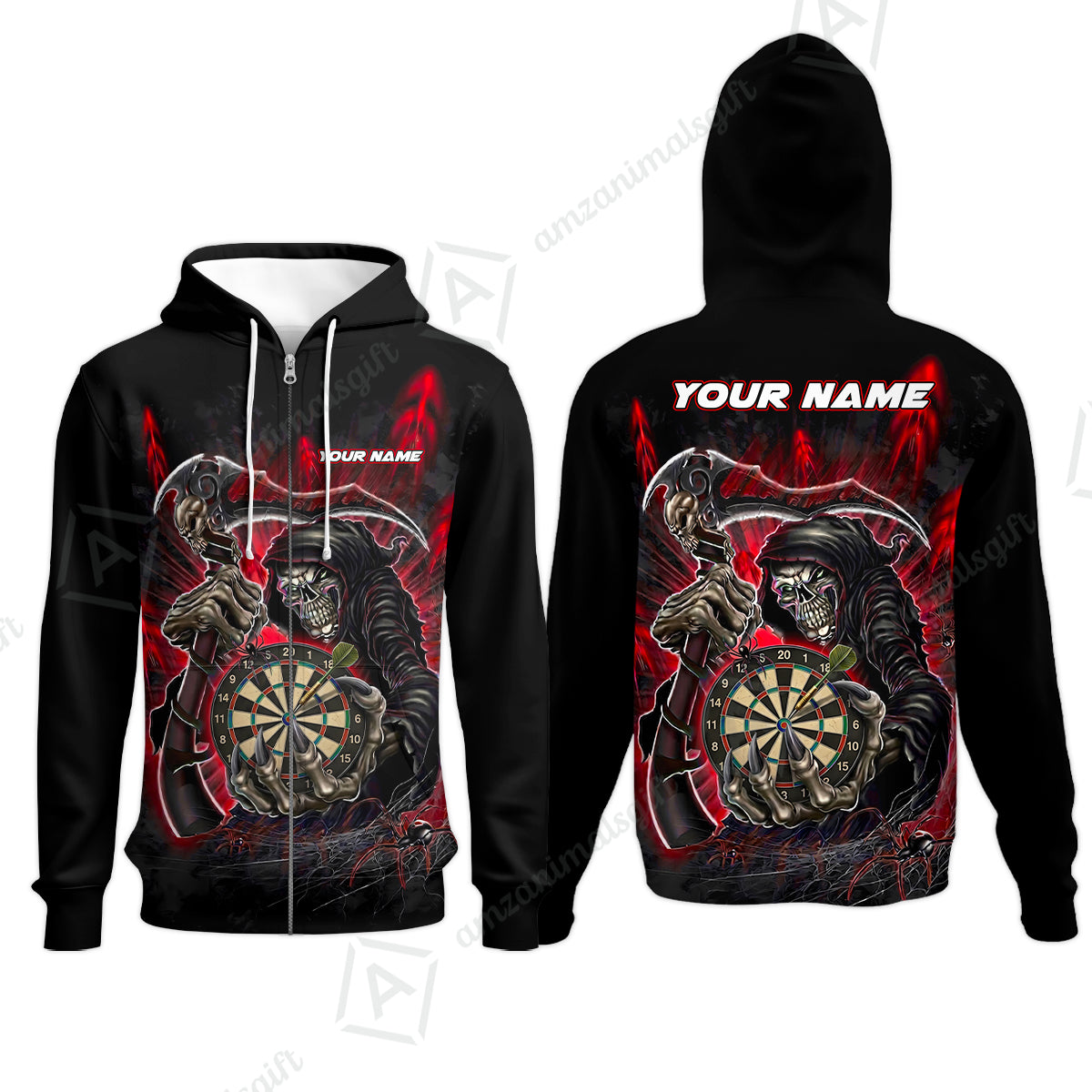 Zip Hoodie||Red