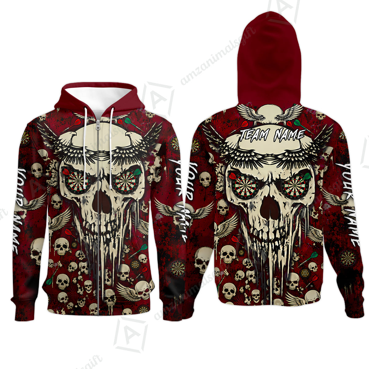 Zip Hoodie||Red