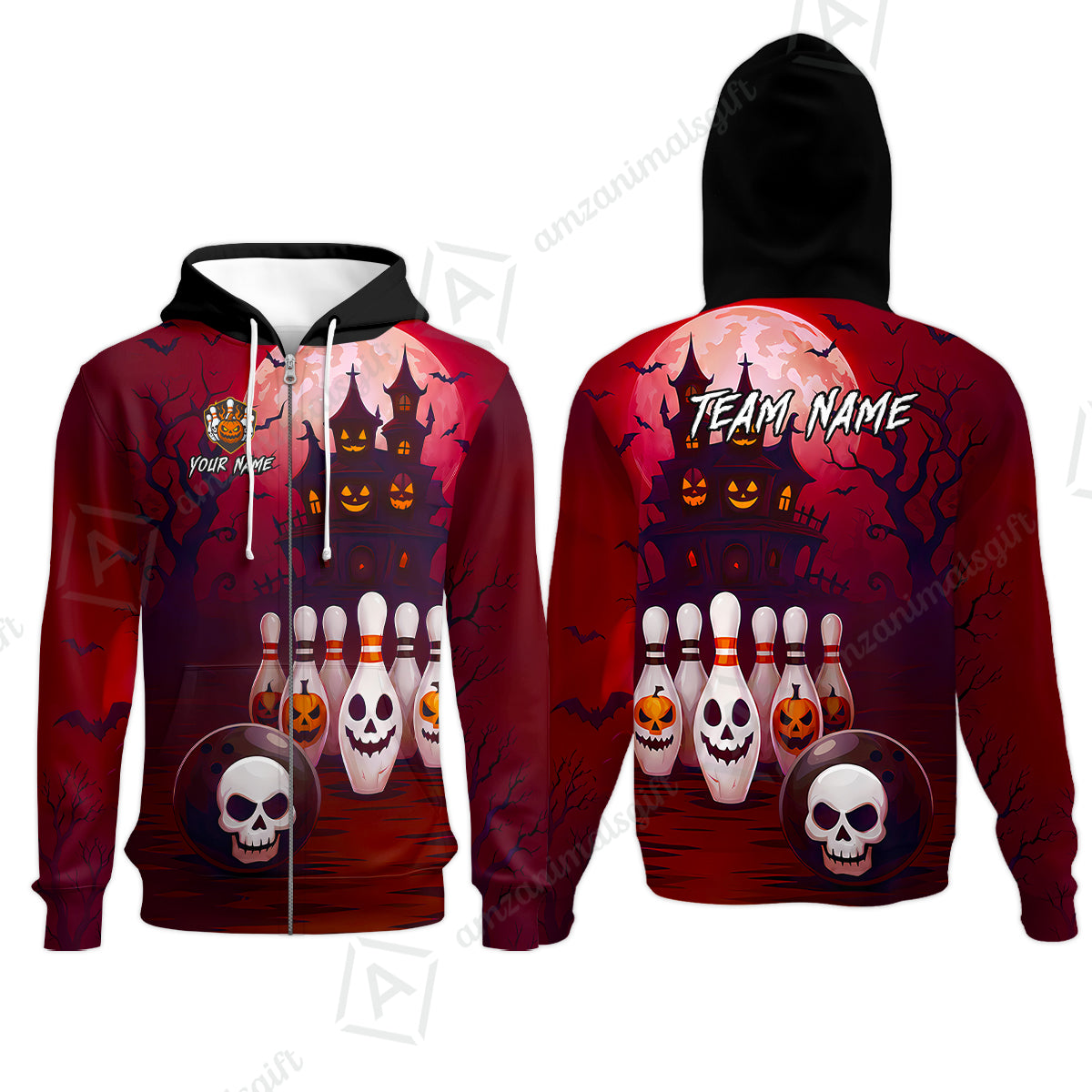 Zip Hoodie||Red