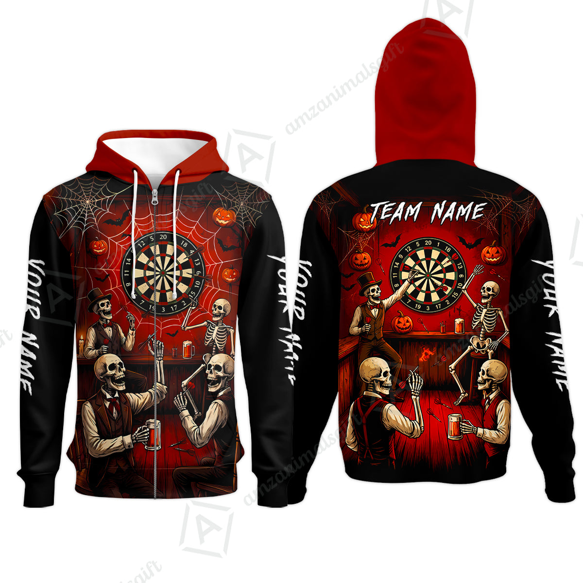 Zip Hoodie||Red