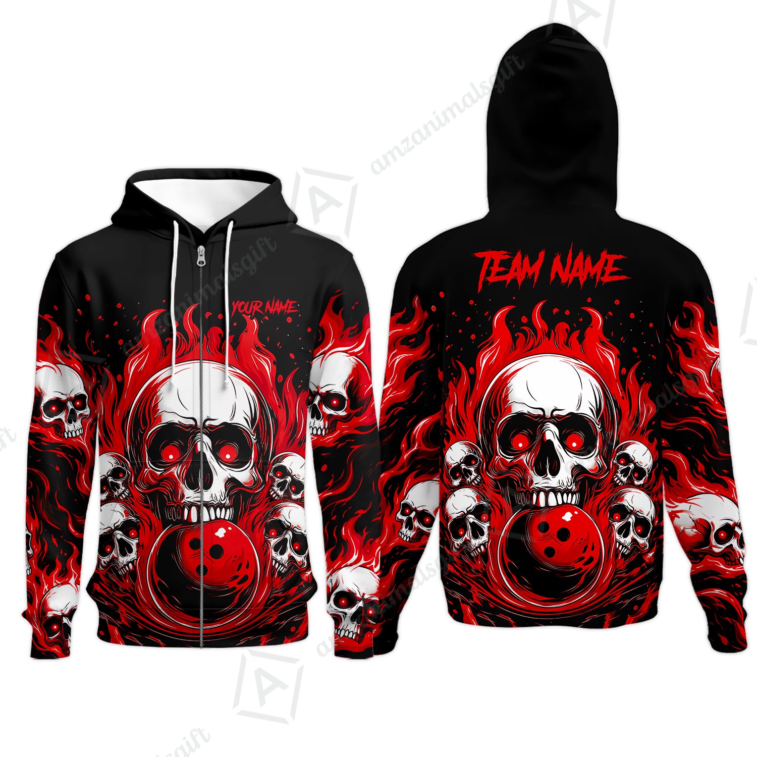 Zip Hoodie||Red