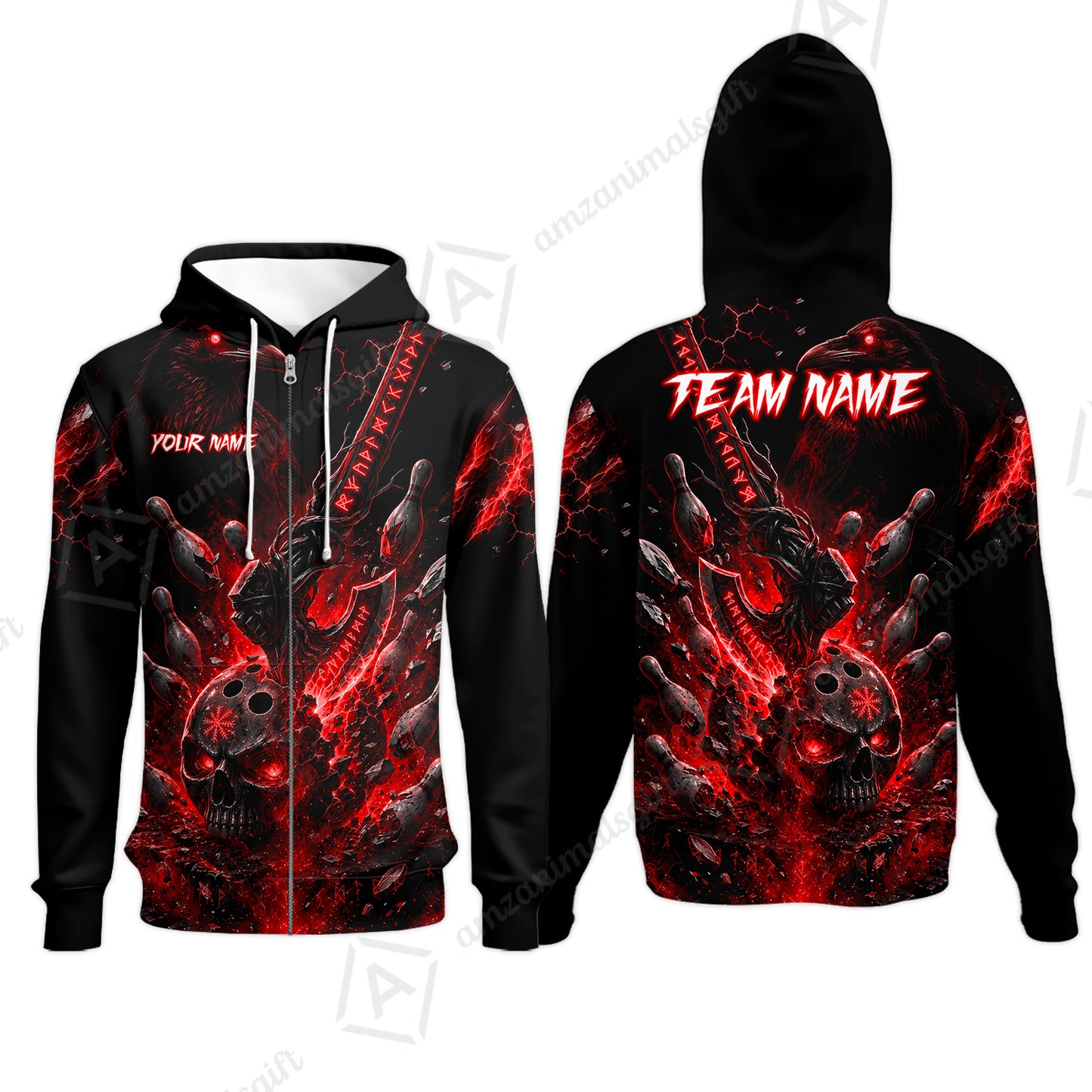 Zip Hoodie||Red