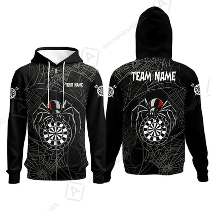 Customized Spider Web Black Widow Spooky Halloween Darts Jersey, Personalized Name And Team Name For Players