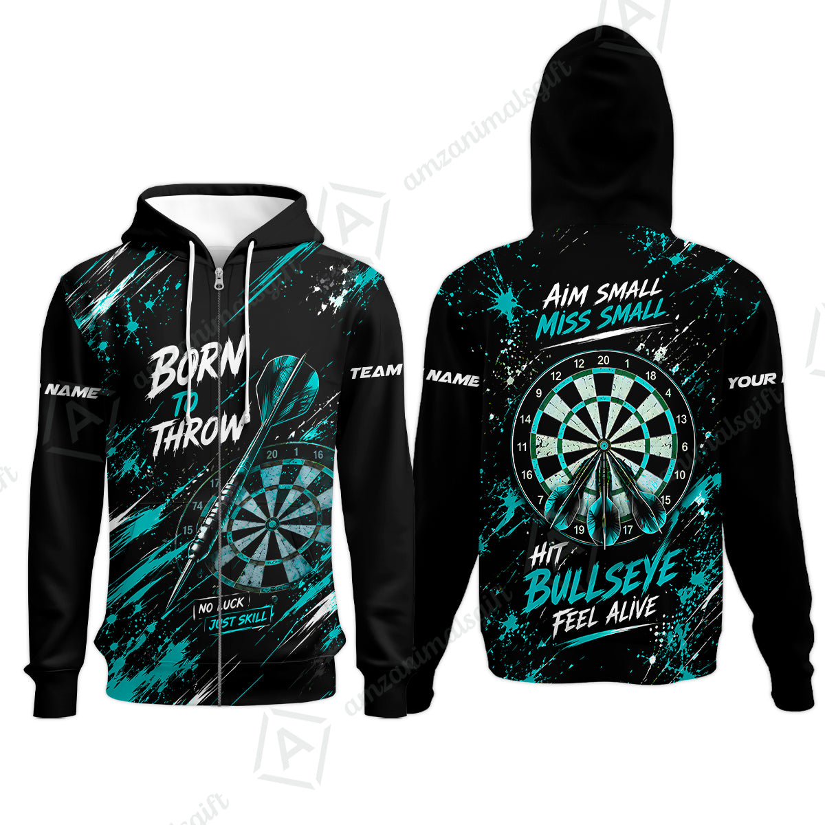 Zip Hoodie||Turquoise