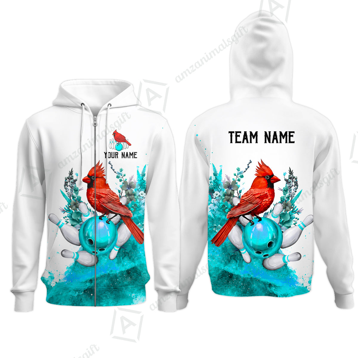 Zip Hoodie||Turquoise