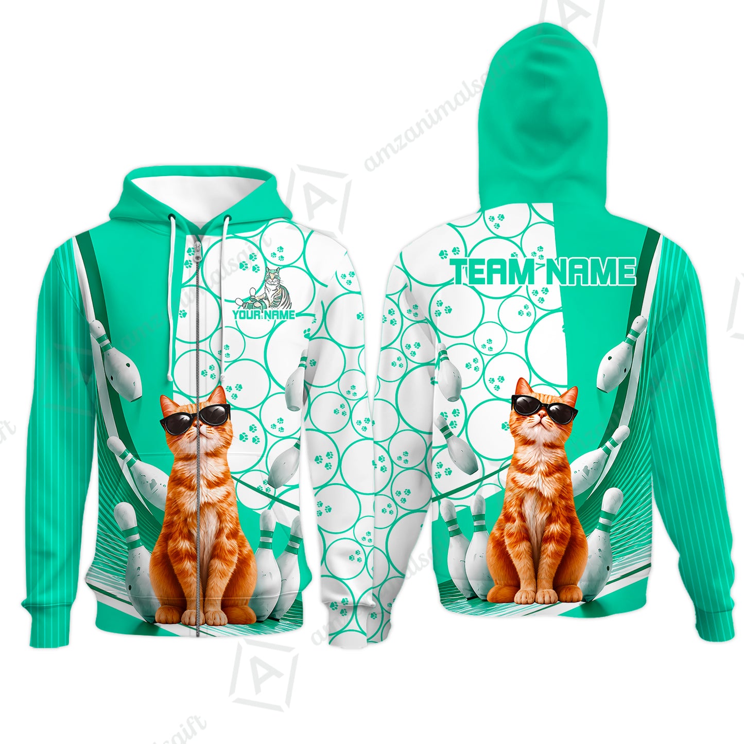 Zip Hoodie||Turquoise