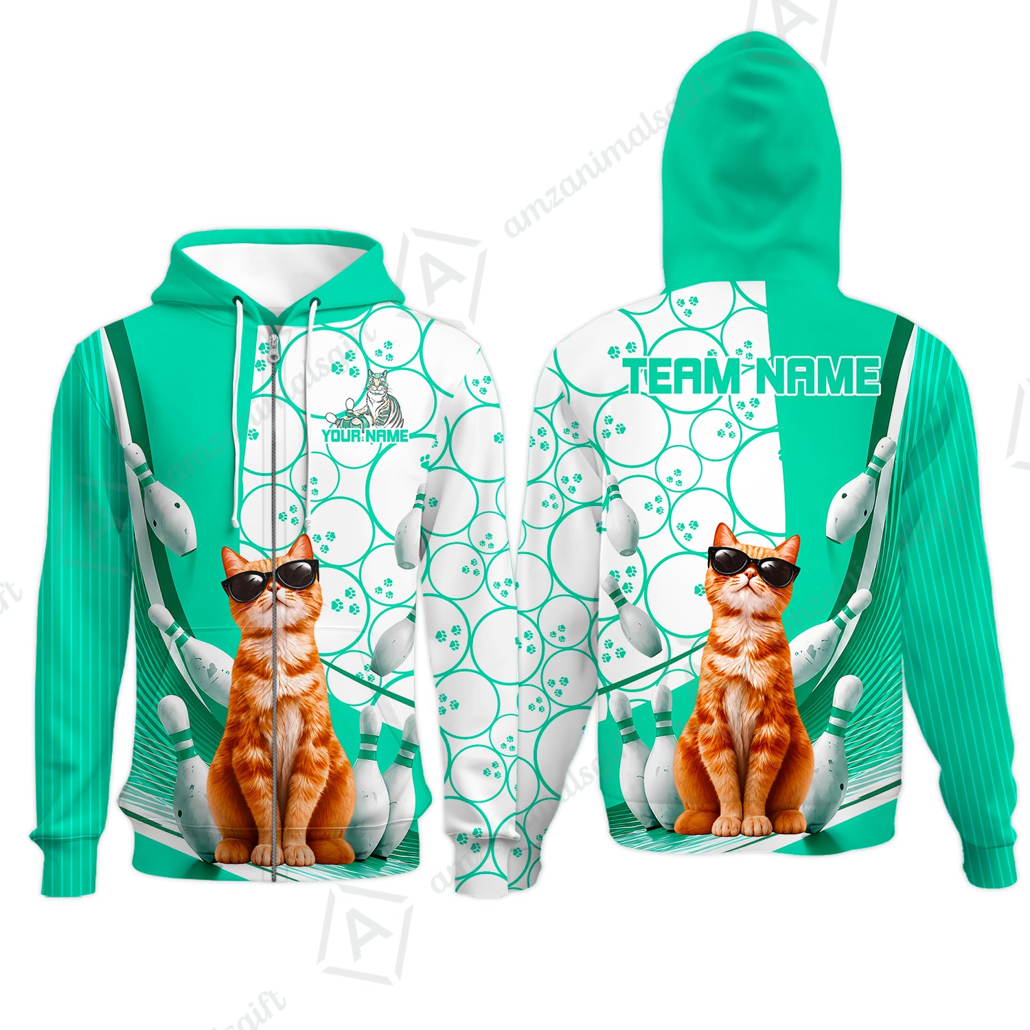 Zip Hoodie||Turquoise