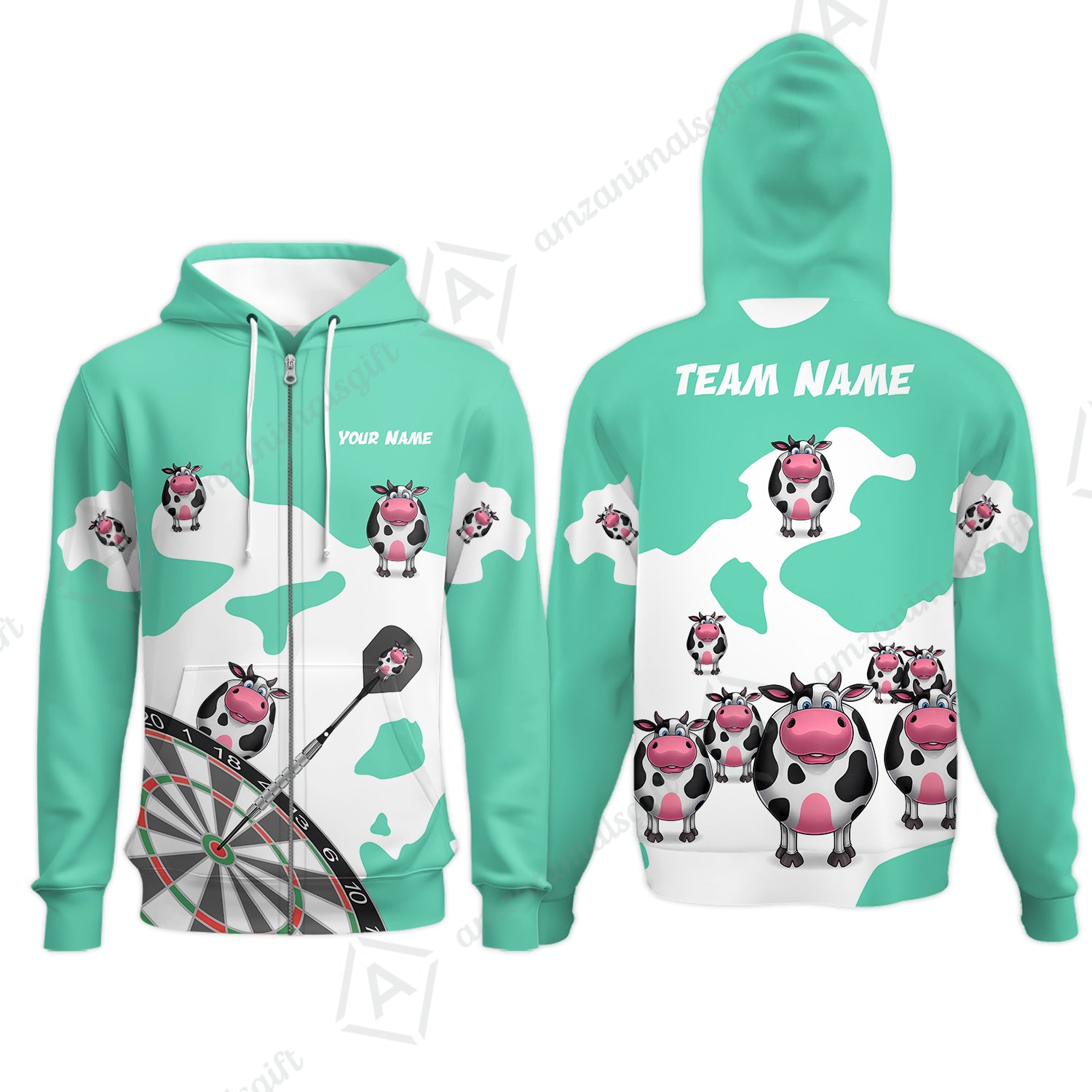Zip Hoodie||Turquoise