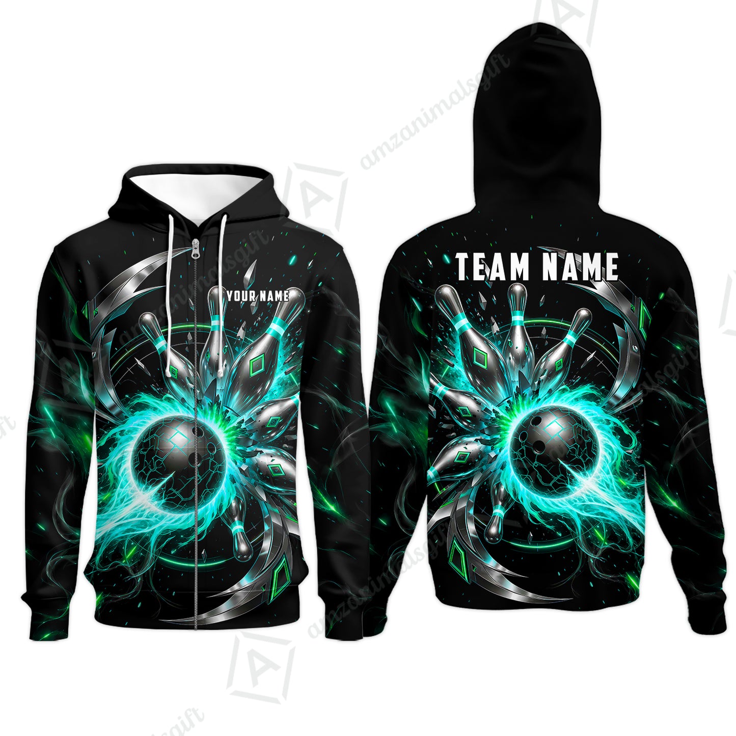 Zip Hoodie||Turquoise