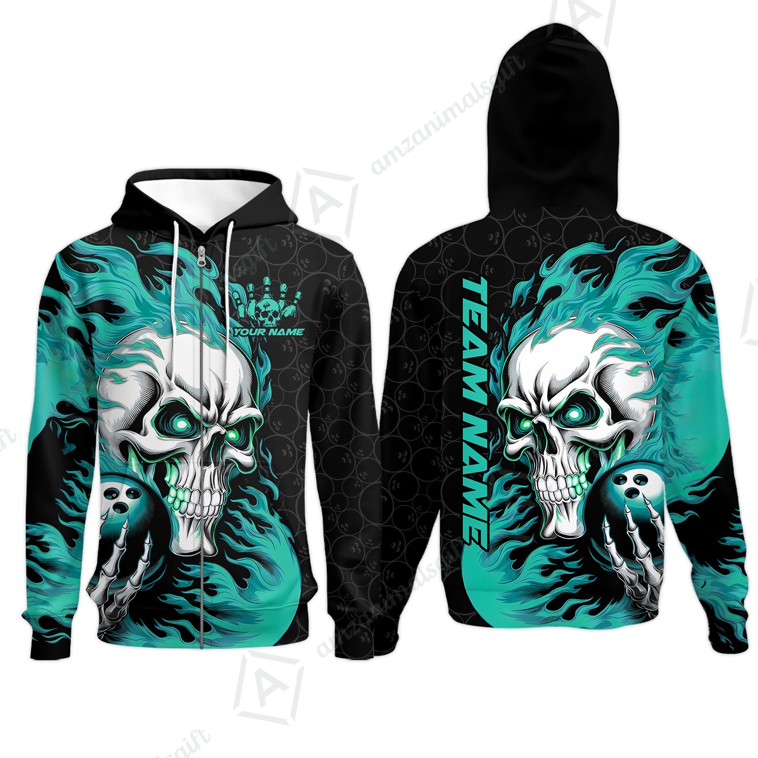 Zip Hoodie||Turquoise