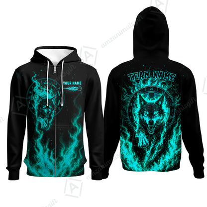 Customized Fire Wolf Dartboard Multicolor Darts Jersey, Personalized Name And Team Name For Players