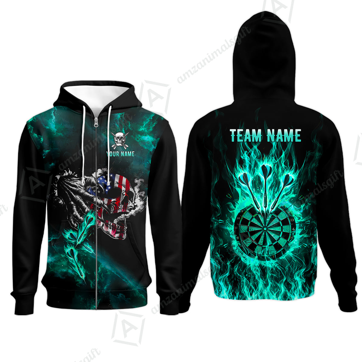 Zip Hoodie||Turquoise
