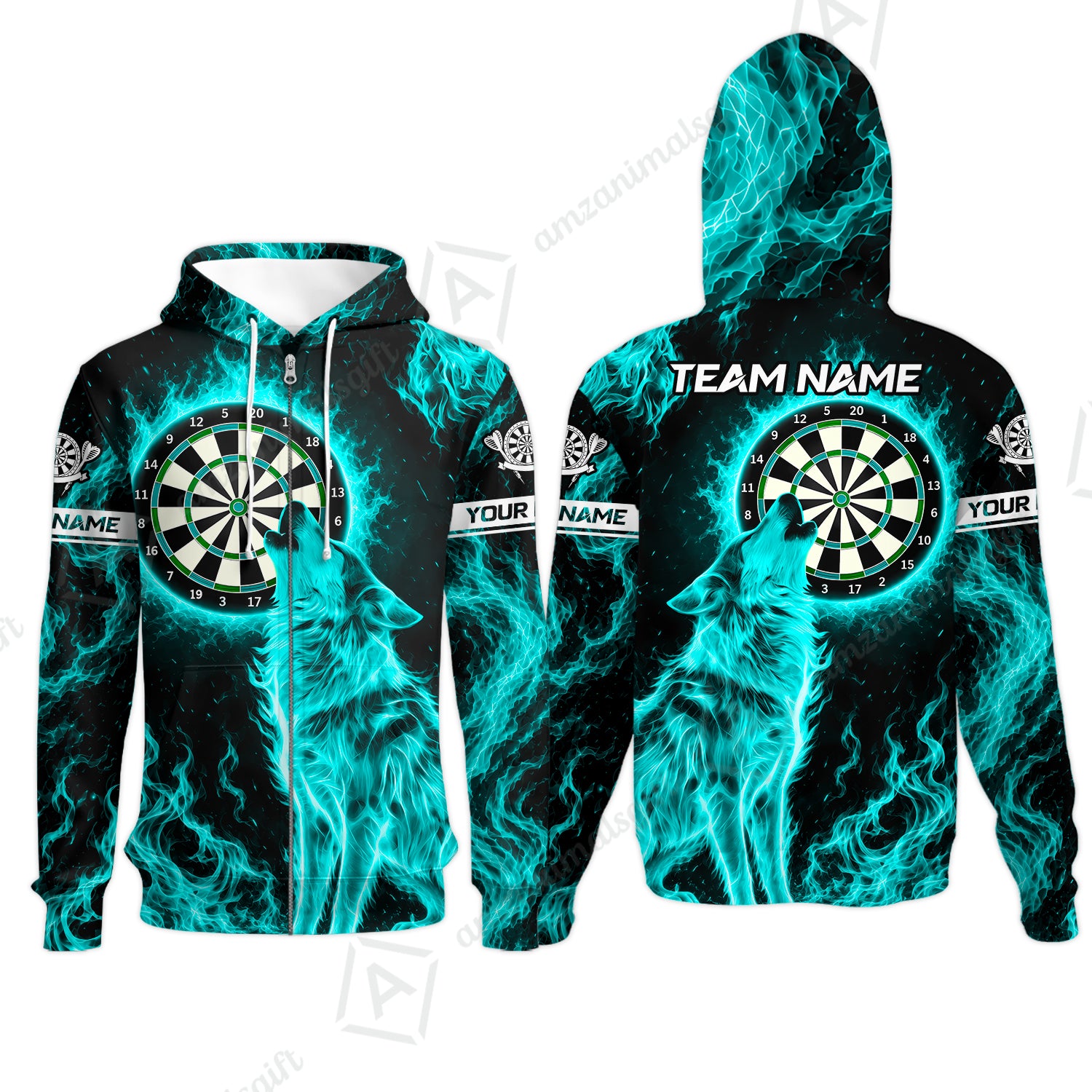 Zip Hoodie||Turquoise