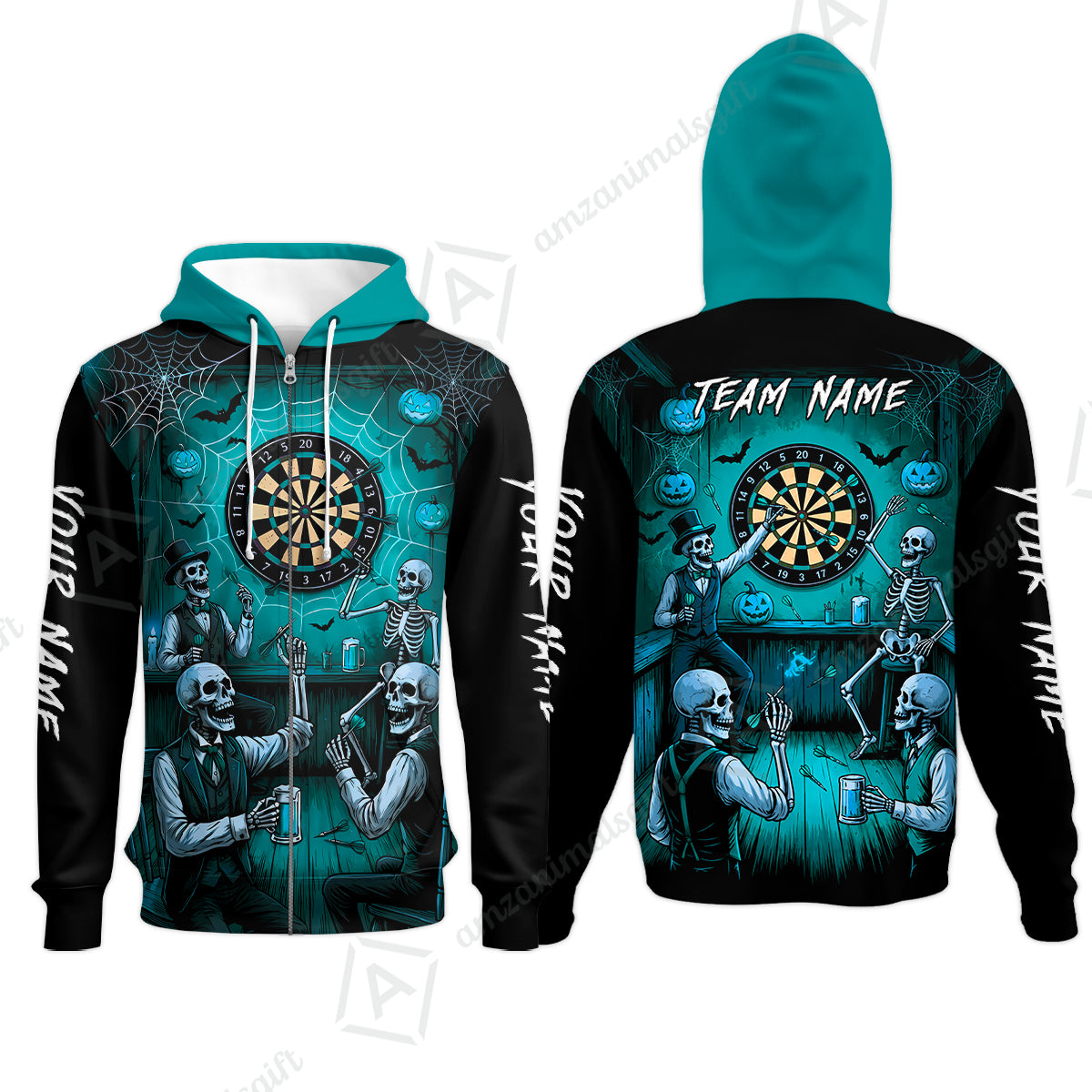 Zip Hoodie||Turquoise