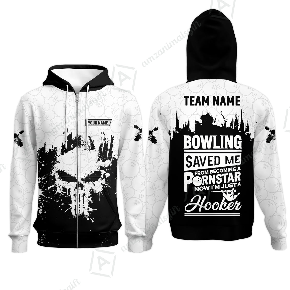 Zip Hoodie||White