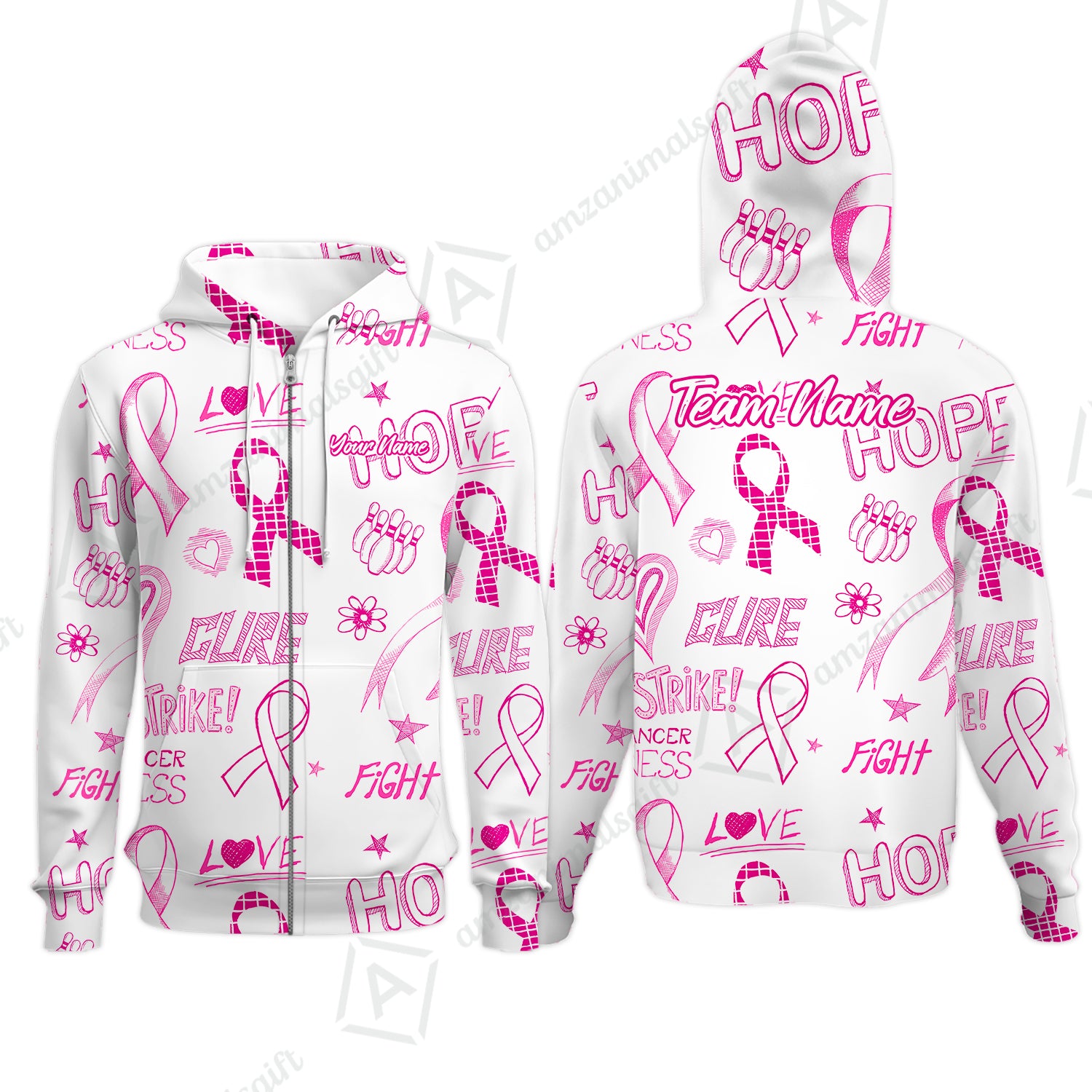 Zip Hoodie||White