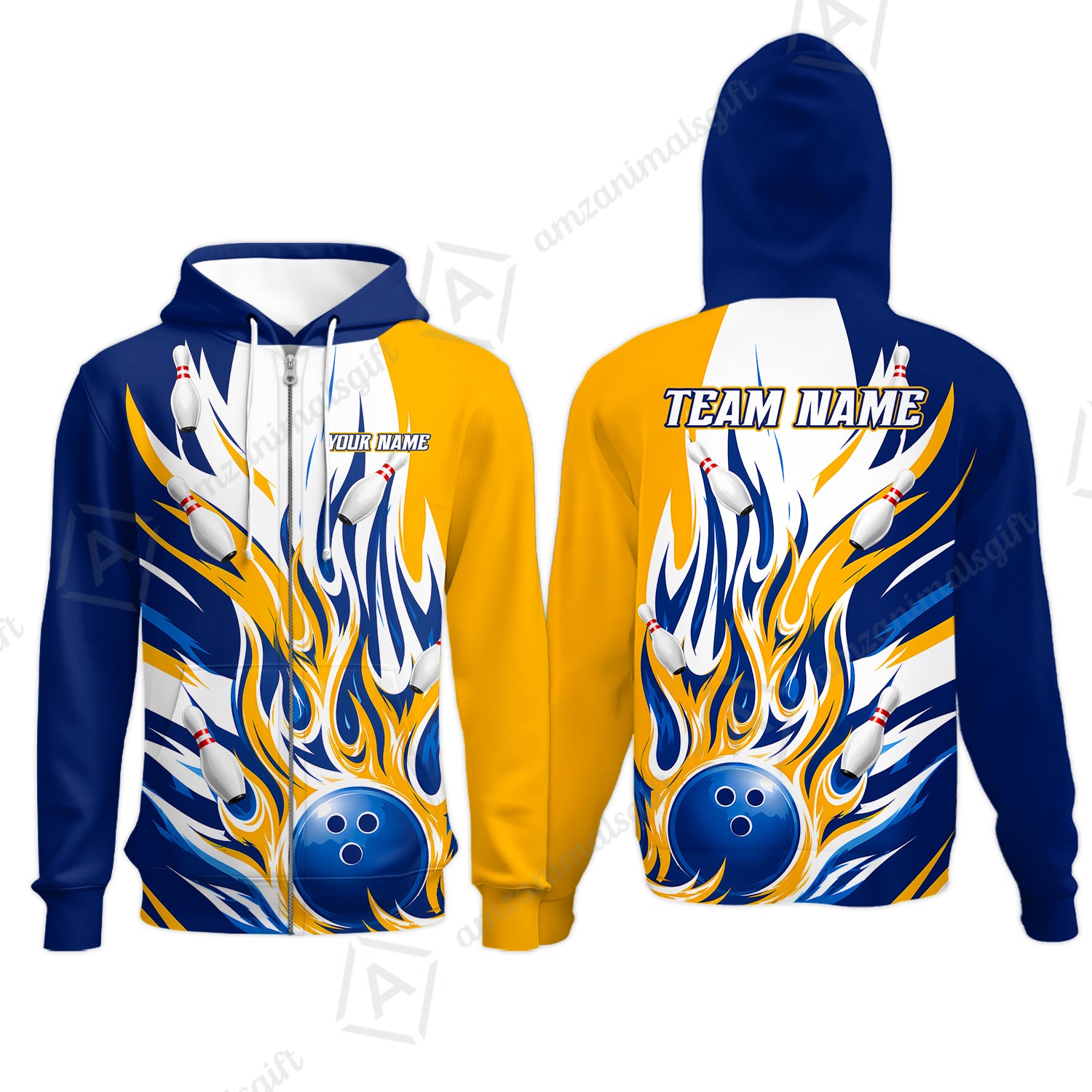 Zip Hoodie||Yellow Blue