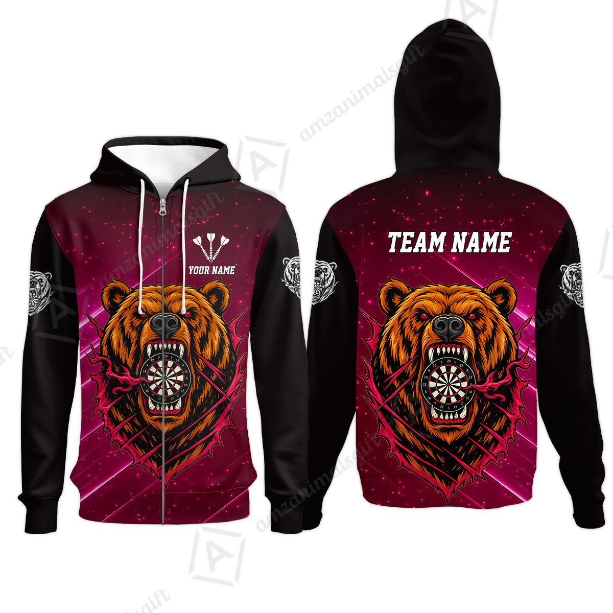 Custom Darts Team Jersey, Personalized Furious Bear Dart Polo Shirt for Players with Name & Team Name
