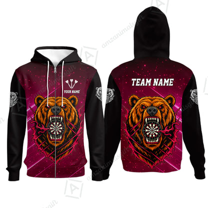 Custom Darts Team Jersey, Personalized Furious Bear Dart Polo Shirt for Players with Name & Team Name