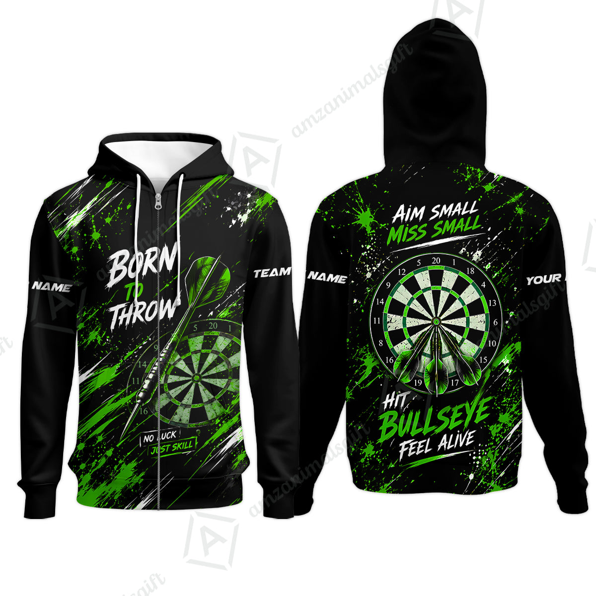 Customized Born To Throw No Luck Just Skill, Hit Bullseye Feel Alive Darts Jersey, Personalized Name And Team Name For Players
