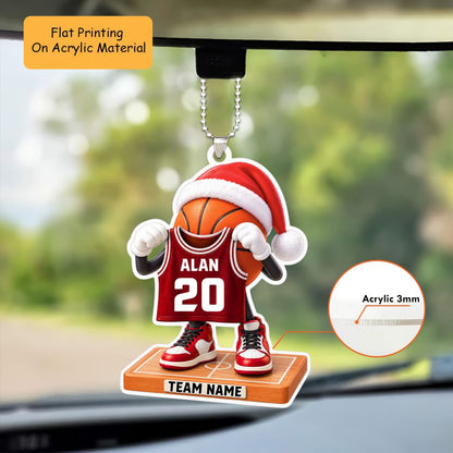 Personalized Basketball Christmas Flat Printed Acrylic Ornament, Basketball Things, Custom Ornament Christmas Gift, Keychain Basketball, Car Ornament Basketball