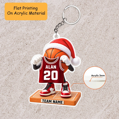 Personalized Basketball Christmas Flat Printed Acrylic Ornament, Basketball Things, Custom Ornament Christmas Gift, Keychain Basketball, Car Ornament Basketball