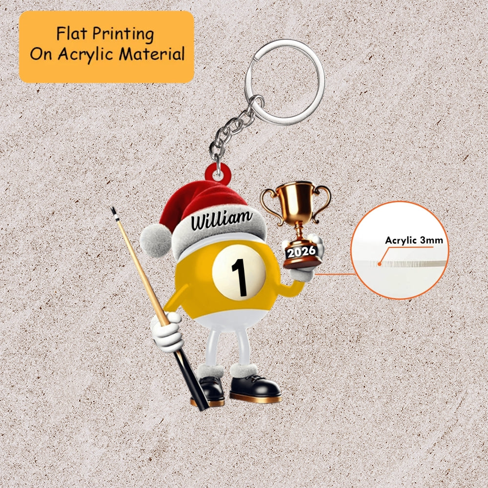 Personalized Christmas Billiard Ornament, Billiard Ball Winner Cup Christmas, Custom Ornament Christmas Gift, Keychain Billiard Christmas, Car Ornament Billiard Christmas