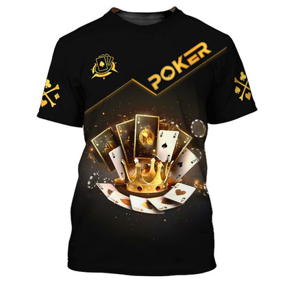 Customized Poker Shirt, Golden Crown with Royal Aces Shirts, Perfect Outfit For Poker Players