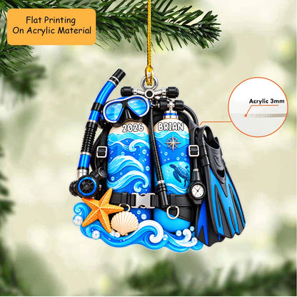 Personalized Scuba Diving Christmas Flat Printed Acrylic Ornament, Scuba Diving Things, Custom Ornament Christmas Gift, Keychain Scuba Diving, Car Ornament Scuba Diving