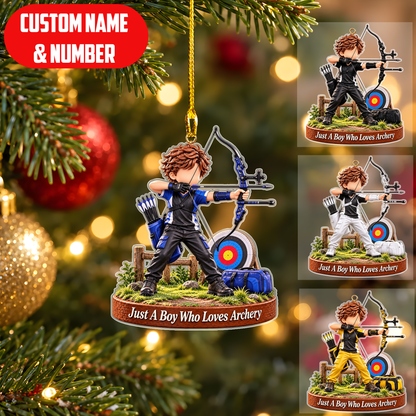 Personalized Archery Christmas Flat Printed Acrylic Ornament, Target Aiming Action Setup, Custom Ornament Christmas Gift, Keychain Archery, Car Ornament Archery