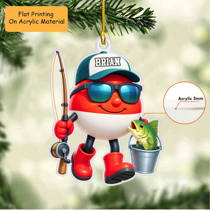 Personalized Fishing Christmas Flat Printed Acrylic Ornament, Ball Fishing, Custom Ornament Christmas Gift, Keychain Fishing, Car Ornament Fishing