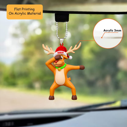 Personalized Dabbing Reindeer Christmas Ornament, Cool Reindeer Doing Dab Dance, Custom Ornament Christmas Gift, Keychain, Car Ornament 