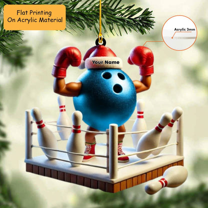 Personalized Bowling Ball Holding Pins Acrylic Ornament, Bowling Keychain, Car Ornament, Christmas Ornament Gifts