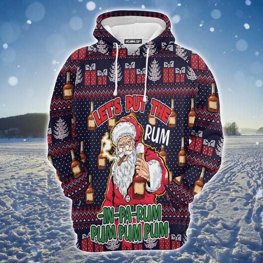 Santa Claus Premium Christmas Hoodie, Let's Put The Rum-in-pa-rum Pum Pum Pum Unisex Hoodie For Men & Women - Perfect Gift For Christmas, Friends