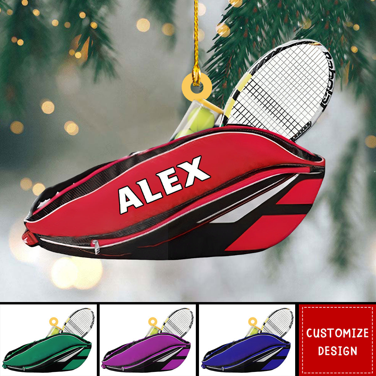 Personalized Tennis Backpacks Flat Acrylic Ornament, Meaningful Ornament Gifts For Tennis Player, Tennis Lovers