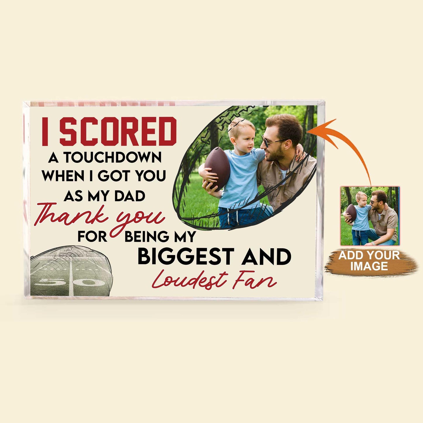 Acrylic Plaque Gift For Father's Day - I Scored A Touchdown Personalized Rectangle Acrylic Plaque - Perfect Gift For Son, Father, Dad - Amzanimalsgift