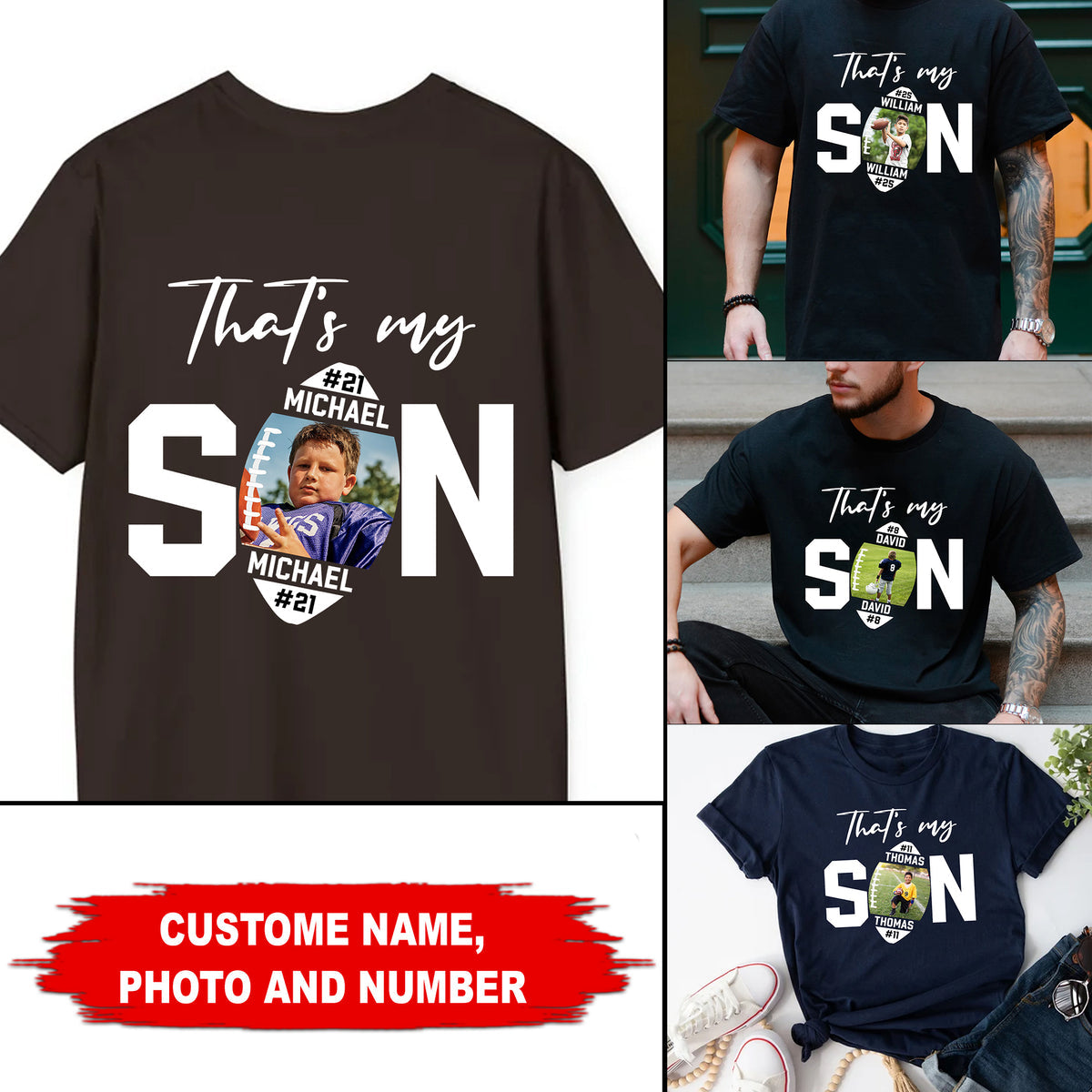 Baseball Shirt Customized Son Photo And Name That's My Son, Perfect Gift And Outfit For Mom, Dad, Baseball Family