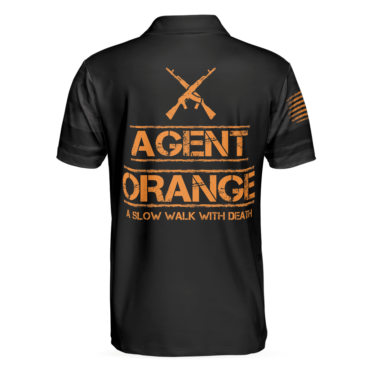 Agent Men Polo Shirt, Orange Dioxin A Slow Walk With Death, Black Reaper American Flag Polo Shirt For Men - Gift For Agent, Family, Friends - Amzanimalsgift