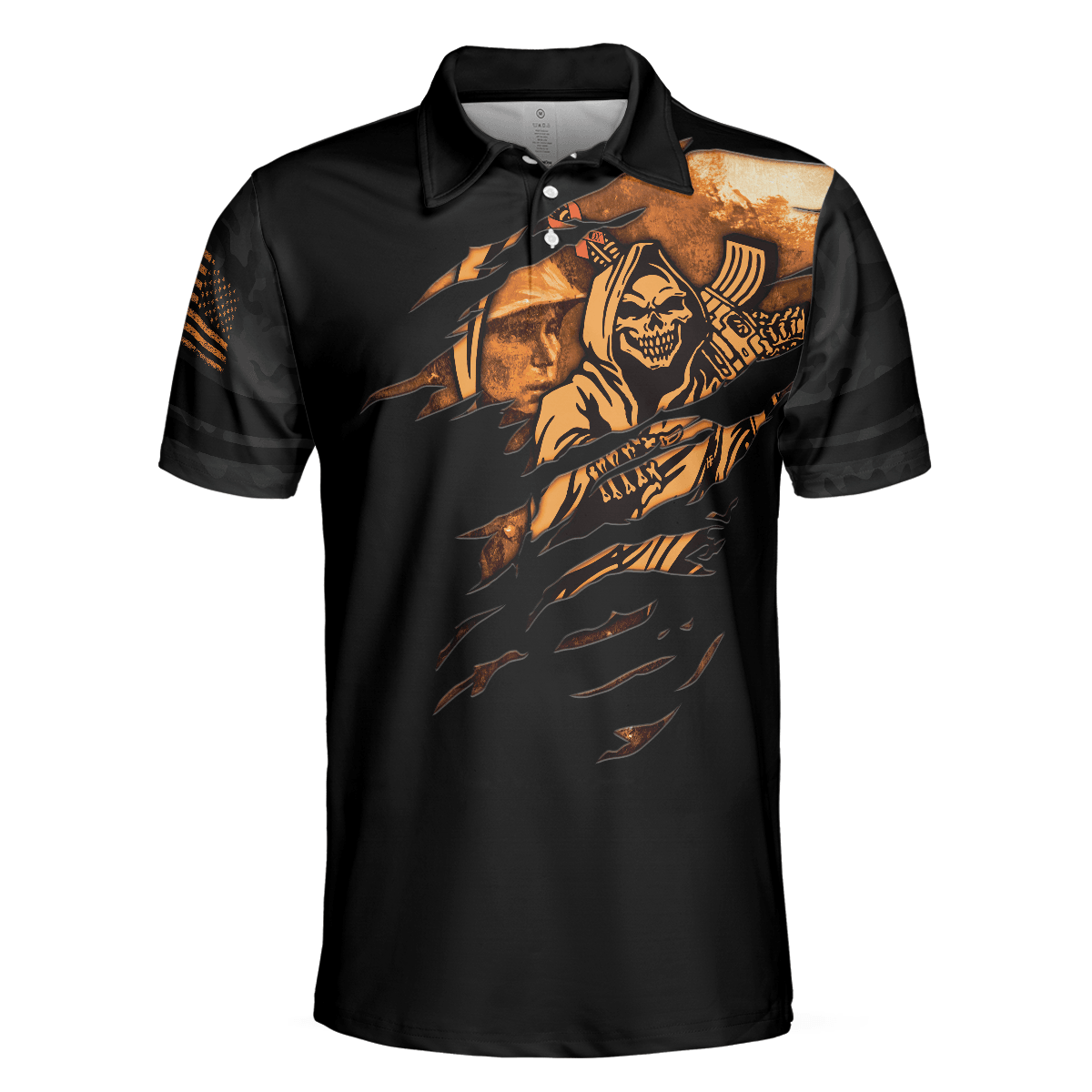 Agent Men Polo Shirt, Orange Dioxin A Slow Walk With Death, Black Reaper American Flag Polo Shirt For Men - Gift For Agent, Family, Friends - Amzanimalsgift