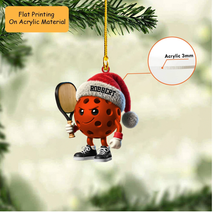 Personalized Pickleball Christmas Ornament, Smirking Ball Mascot, Custom Ornament Christmas Gift, Keychain Pickleball, Car Ornament Pickleball