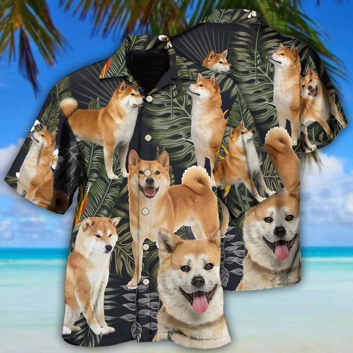 Akita Inu Hawaiian Shirts - Akita, Tropical Leaf Hawaiian Shirt For Summer - Perfect Gift For Men, Akita Lovers, Dog Lovers, Friends, Family - Amzanimalsgift
