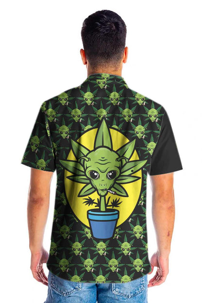 Alien Hawaiian Shirts, Alien Organic Marijuana Aloha Shirt For Men - Gift For Friends, Team, Family - Amzanimalsgift