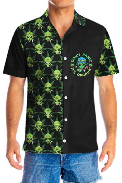 Alien Hawaiian Shirts, Alien Organic Marijuana Aloha Shirt For Men - Gift For Friends, Team, Family - Amzanimalsgift